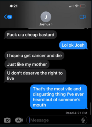 Josh, sending positive messages to his cousin, and being friendly and charming as usual.